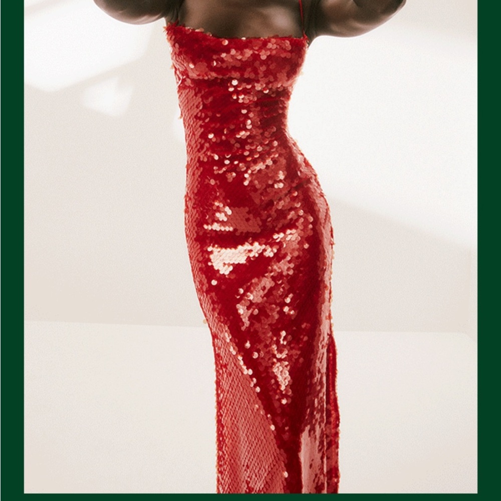 Bardot Karina Sequin Maxi Dress in Fire Red
